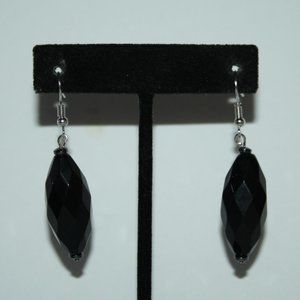 🖤✨🔗 Silver Dangle Earrings · Black Glass & Hematite · NWOT · 2.25"